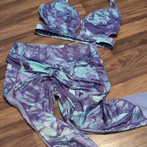 SHEIN Purple and Green Sports Bra Set